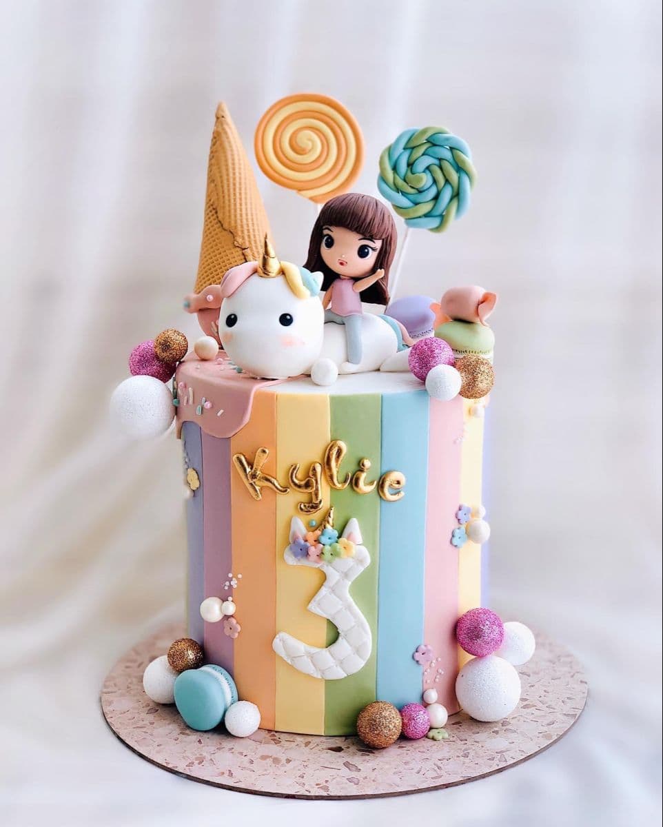 Single-tier peach pastel lemon curd baby shower cake with sugar magnolia, made in Chennai for a baby shower in May 2026.