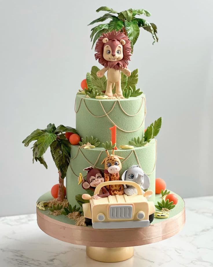 Single-tier Banganapalli mango buttercream birthday cake with dried mango chips, made in Hyderabad for a sixth birthday in April 2026.