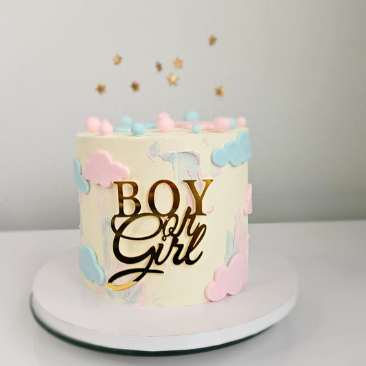 “Bundle of Joy Cake” decorated with a wrapped baby bundle