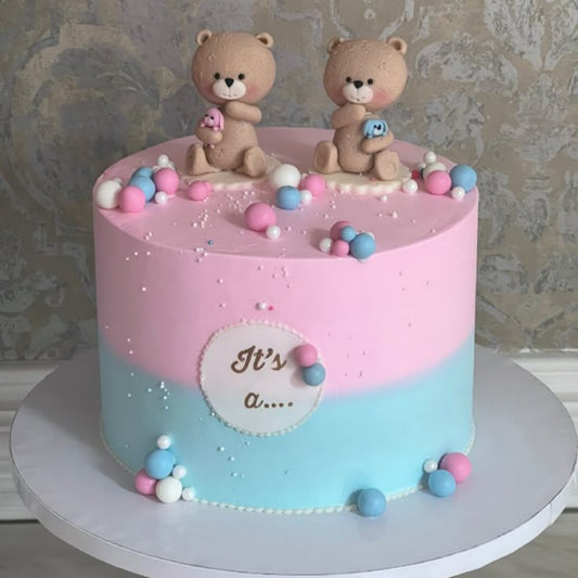 “Heaven Sent Cake” with cloud and star decorations