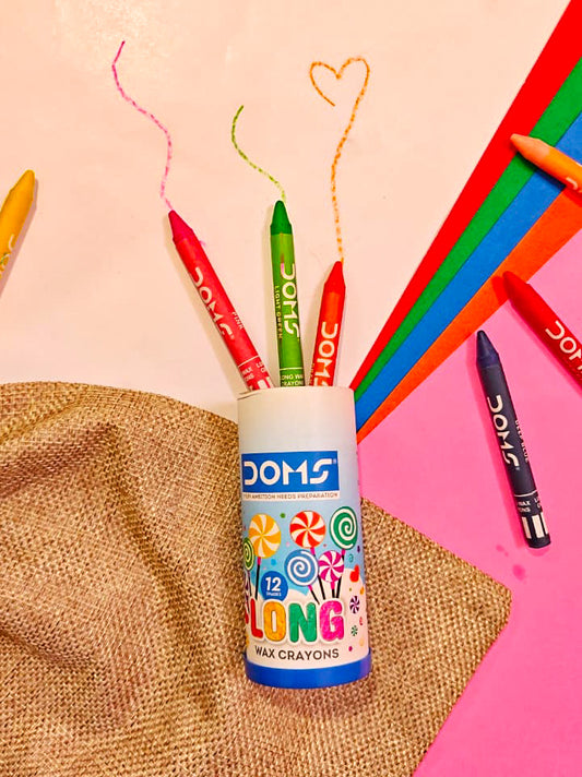 12 Shade Long Wax Crayons Pack